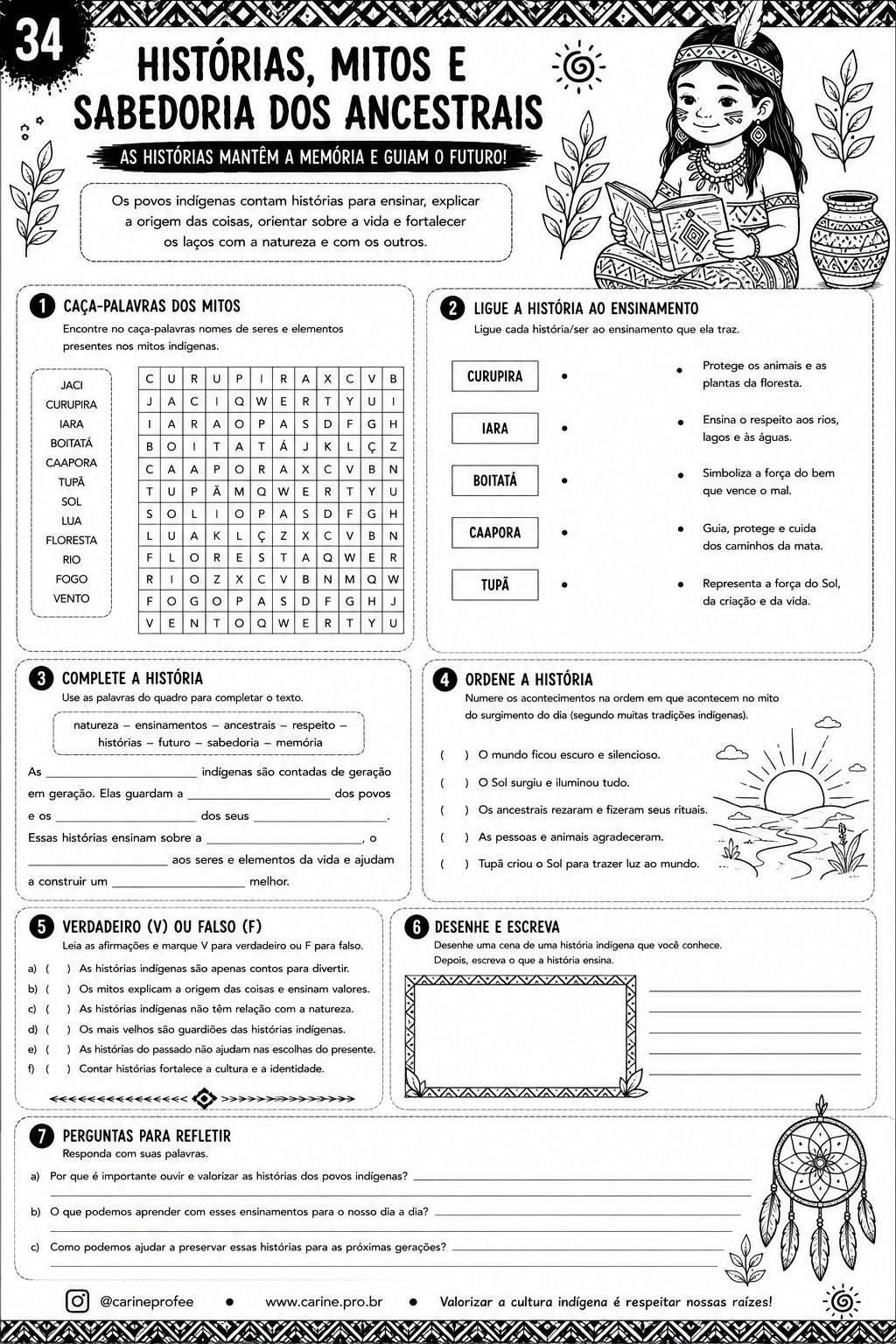 Atividade sobre histórias e mitos